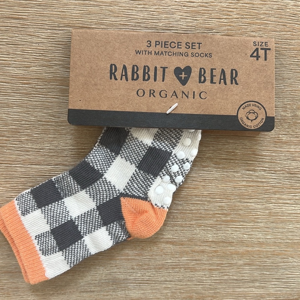 🎃 Rabbit + Bear Toddler Boy Girl Organic Cotton Pajama Set Pumpkin 4T - Picture 4 of 7
